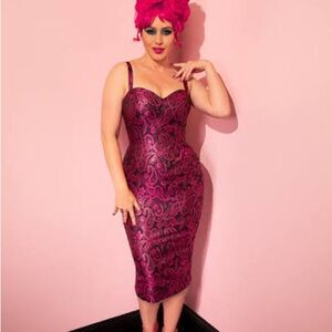 Vixen by Micheline Pitt Fuchsia Lace Dress